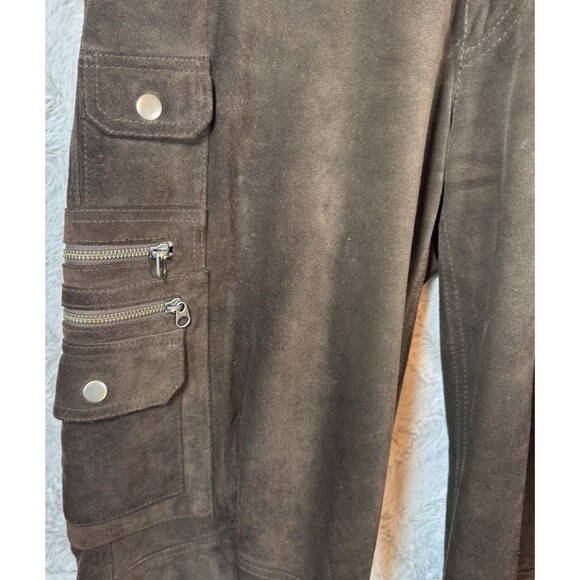 Sundance Pants Brown 6 Women's 100% Leather Cargo Pockets Zippers Lined‎ RARE - Picture 6 of 14